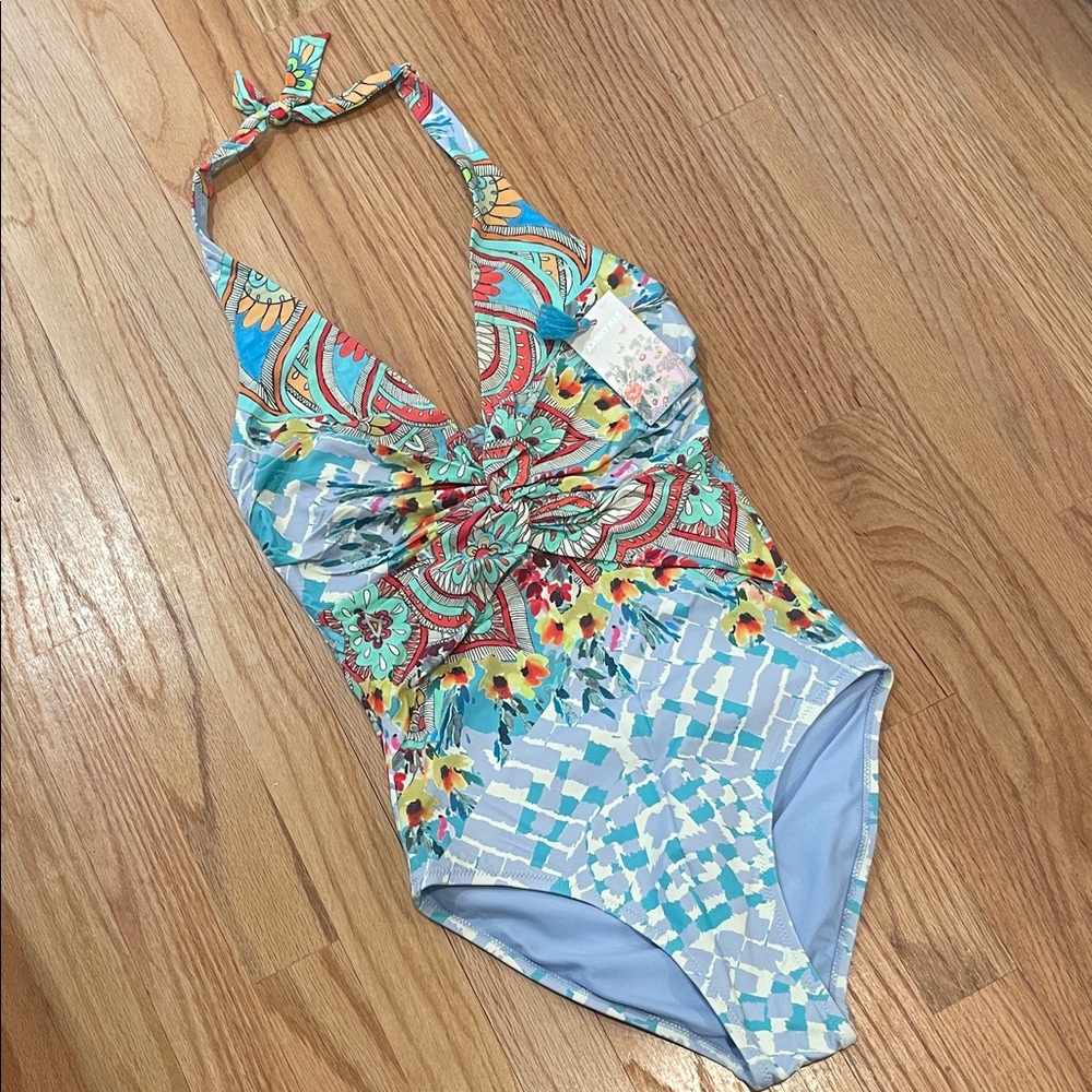 Johnny Was Multicolor Floral One Piece Swimsuit